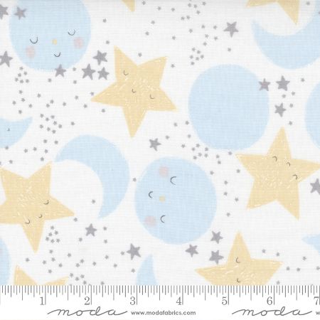 D is for Dream - Flannel White Star and Moon Faces