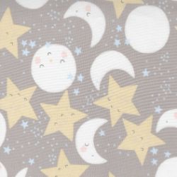 D is for Dream - Flannel Dark Grey Star and Moon Faces - More Details