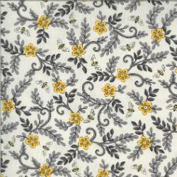 Bee Grateful - Flower Vines and Bees Dove Grey - More Details