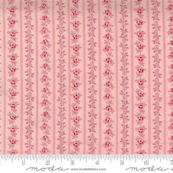 Hollyhocks & Roses - Hollyhock Pink Floral Stripe