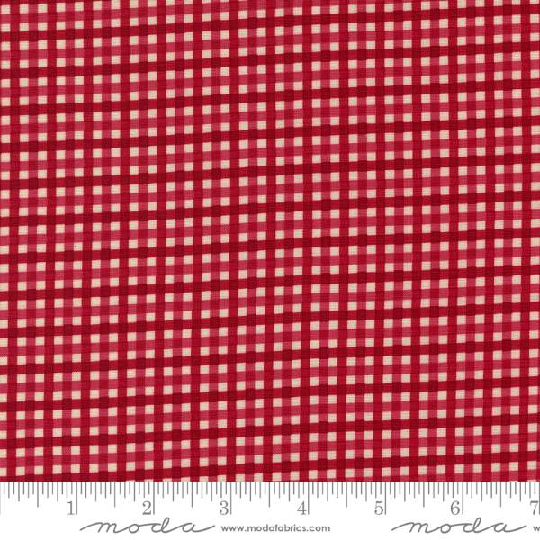 Hollyhocks & Roses - Geranium Red Gingham Check