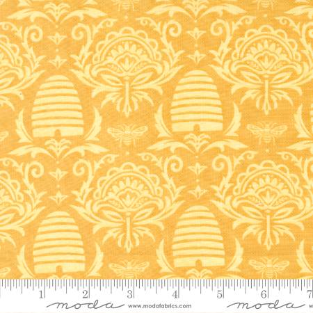 Honey Lavender - Beeskep Damask Daisy Yellow