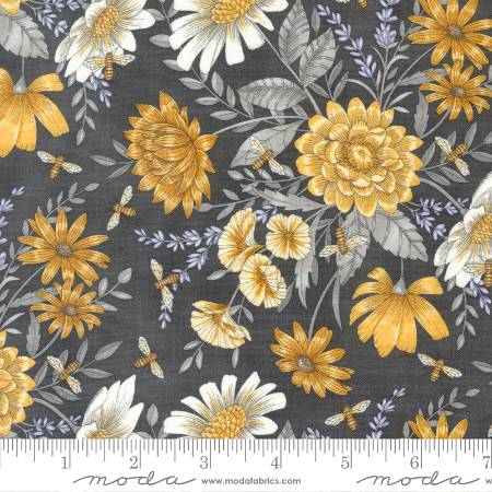 Honey Lavender - Floral All Over Florals Bees Charcoal