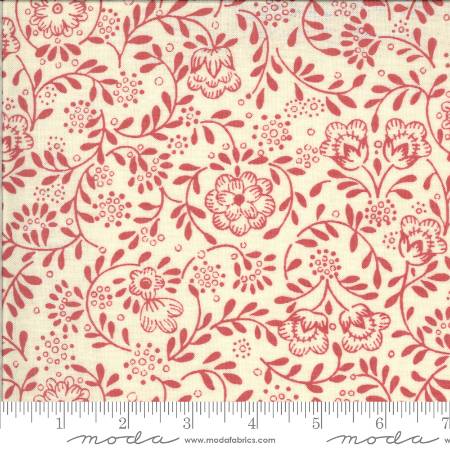 La Rose Rouge - Stenciled Floral Vine Pearl Faded Red