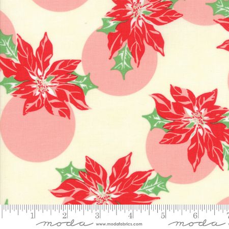 Swell Christmas -  Cream Poinsettia Polka Dot