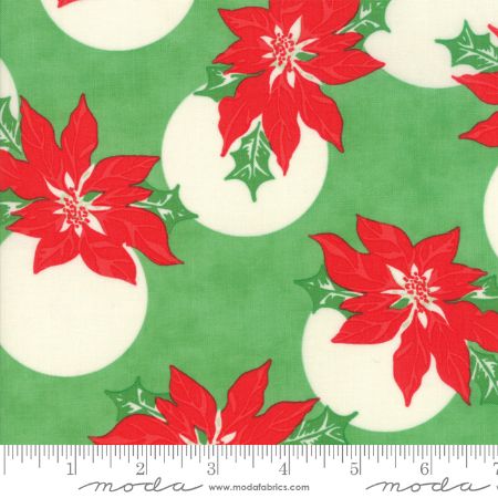 Swell Christmas - Coated Green Poinsettia Polka Dot