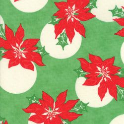 Swell Christmas - Coated Green Poinsettia Polka Dot - More Details