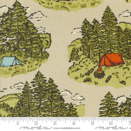 The Great Outdoors - Vintage Camping Landscape and Nature Tents Camping Fire Sand