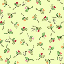 Lil' One Flannel Too - Green Sprouts & Tossed Hearts - More Details