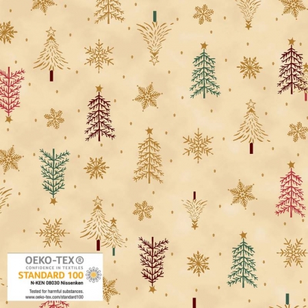 Frosty Snowflake - Beige/Gold Christmas Trees