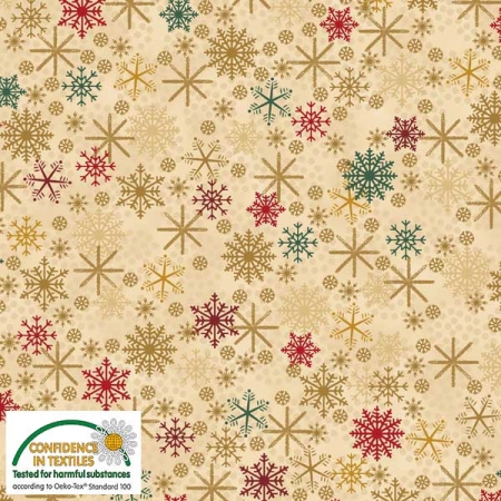 Stof Star Sprinkle - Beige Gold Snow Crystals