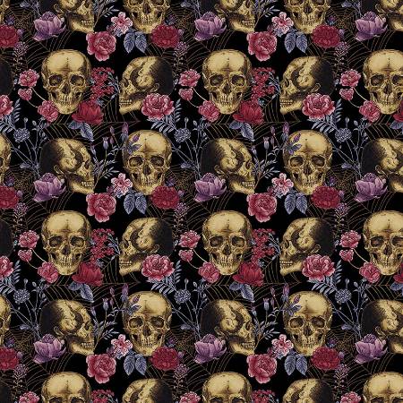 Bones Collection - Black Skulls and Flowers