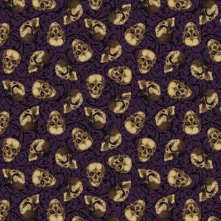 Bones Collection - Dark Plum Tossed Skulls