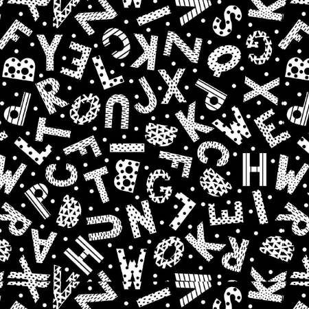Black & White - with a Touch of Bright - Black and White Tossed Alphabet
