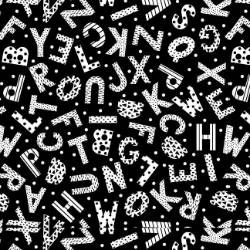 Black & White - with a Touch of Bright - Black and White Tossed Alphabet - More Details