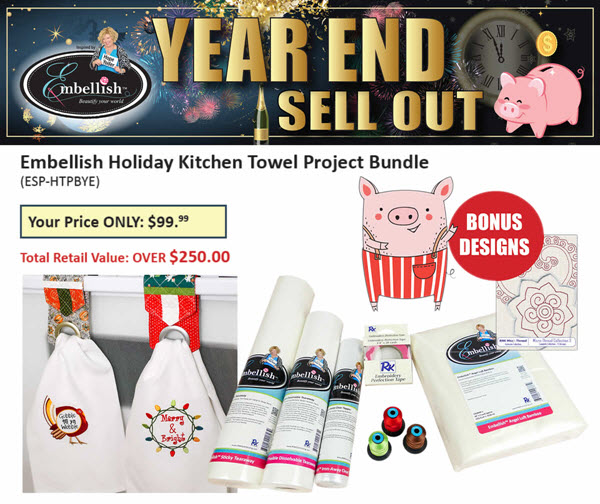Embellish Holiday Kitchen Towel Project Bundle